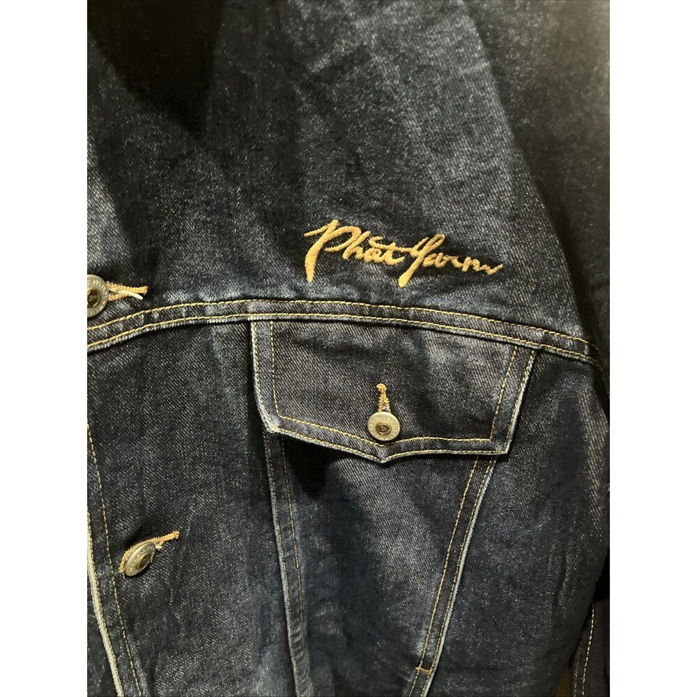 Vintage Y2K Phat Farm Dark Denim Jean Jacket Mens XL 90s Hip Hop Streetwear LNC - Picture 3 of 7